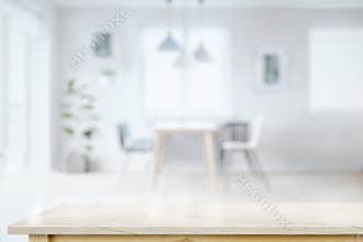 Marble board empty table in living room background