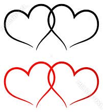 Red and black two hearts clip art