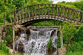 Wooden Bridge Over Flowing Water
