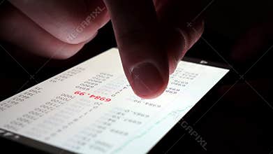 Smartphone with stock market data for trading.