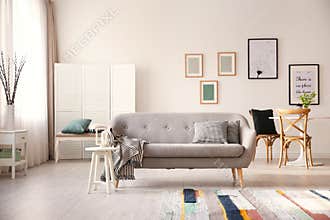 Cozy living room interior with sofa