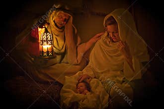 Christmas light in a manger