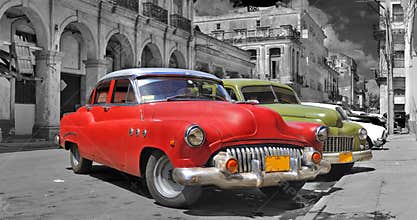 Colorful Havana cars panorama