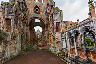 Ruins of Jedburgh Abbey in the Scottish Borders region in Scotland