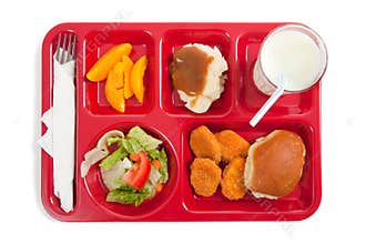 School lunch tray on a white background