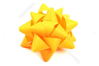 Yellow Ribbon Bow Gift Decoration Bright Minimal Macro Photography Studio Lighting Simple Clean Professional Design Elegant