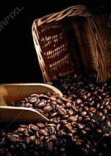 Coffee beans and scoop