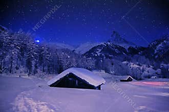 Christmas night in Alps