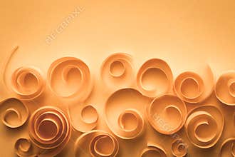 Vintage elegant background with paper spirals and swirls, paper art; wedding/anniversary card concept