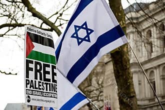 Protesters in central London outside Downing Street