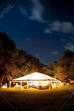 Event tent at night