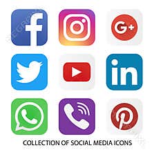 Collection of social media icons and logos