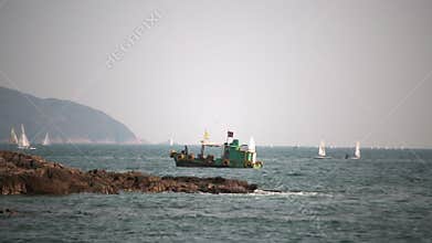 Seascape with small boat