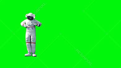 Funny astronaut dancing . Green screen. Realistic 4k animation.