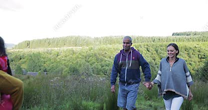 Family Walks out in the Countryside