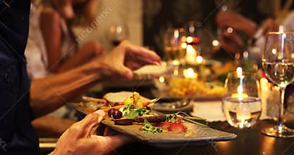 Group of friends having their dinner 4k