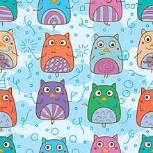 Owl hand wing celebration seamless pattern