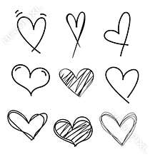 Hand drawn doodle heart vector set.Rough marker hearts isolated on white background. Outline vector heart collection. Categories: