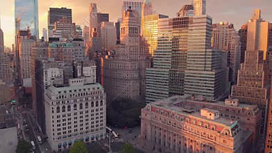 Panoramic view of Wall street of New York