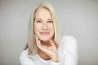 Stunning beautiful and self confident best aged woman with grey hair