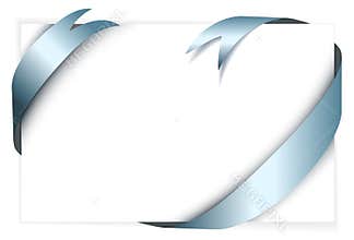 Blue metal vector ribbon around blank white paper