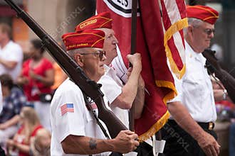 Veteran Aurora Fox Valley Marines Participating Fourth of July Parade