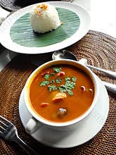 Asian food tom yam soup with seafood