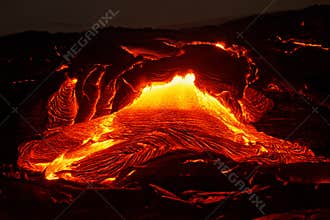Hawaii Kilauea lava flow detail