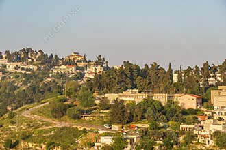 Safed, Israel - March 31, 2018: Panora view to the old city of Safed Israel.