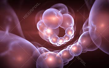 Synthetic cells arrangement, asymmetric attraction model.