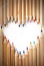 Coloured pencils heart shape