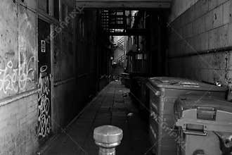 Dilapidated, neglected alley in Bigg Market, Newcastle upon Tyne