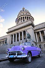 Old car in havana capitol