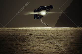 Spaceship over sea
