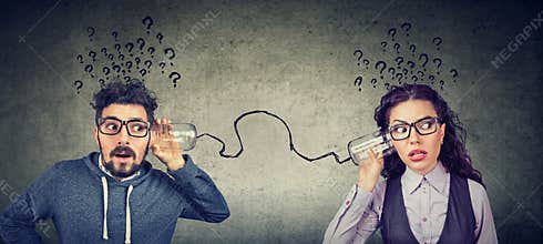 Man and woman having troubled communication