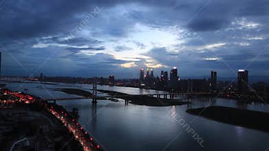 City sunset-Bayi Bridge, Nanchang City, Jiangxi Province