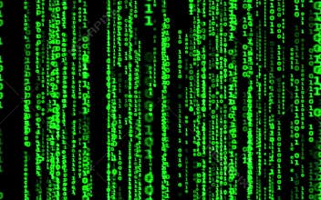 Computer code falling matrix style.