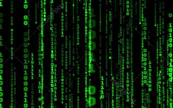 Computer code falling matrix style.