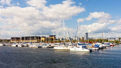 Sailing Boats moored at Cardiff Bay, Cardiff