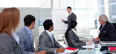 Manager discussing a new strategy his team