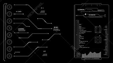PNG alpha.HUD digital interface.Futuristic infographic elements.Technological board with interactive infographic display.HUD temp