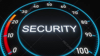 Security futuristic meter or indicator. Conceptual 3D animation