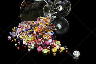 Diamond And Gems From Wine Glass