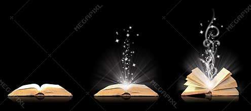 Open book magic on black