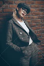 Checkered female suit