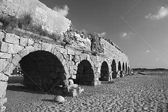 Roman age aquaeductus in Caesarea Israel