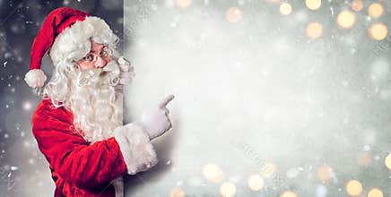Santa Claus Pointing Blank Billboard