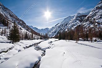Mountain landscape in Valnontey Valley - Italy