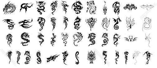 Vector Collection of 46 Complex Dragon Designs