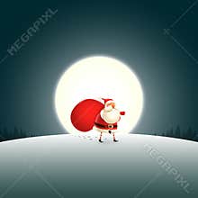 Santa Claus walking at night alone